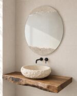 Кръгло огледало с акцент от камък 60 см N1 - Image 3
